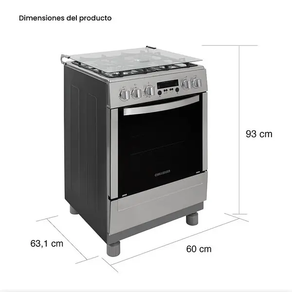 Estufa Challenger Con Horno Inox 60 Cm 4 Puestos Gas Propano