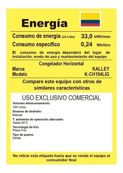 Congelador Horizontal Kalley 194l Inverter