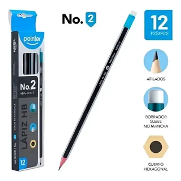Lapiz N.2 Hb Hexagonal Negro Unidad Pointer
