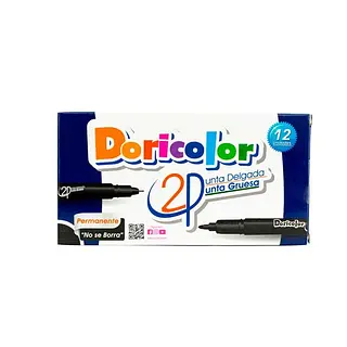 Marcador Doble Punta Negro Doricolor