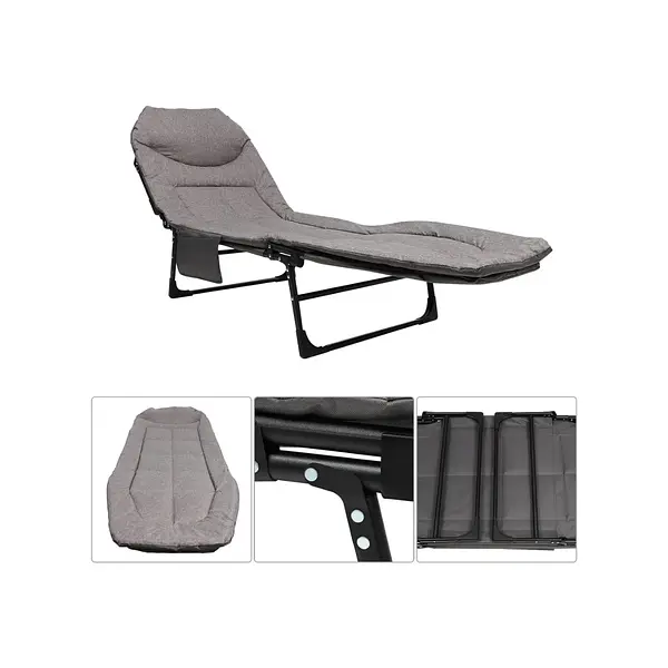 Cama Plegable Acolchada Reclinable Camping Exterior Portátil