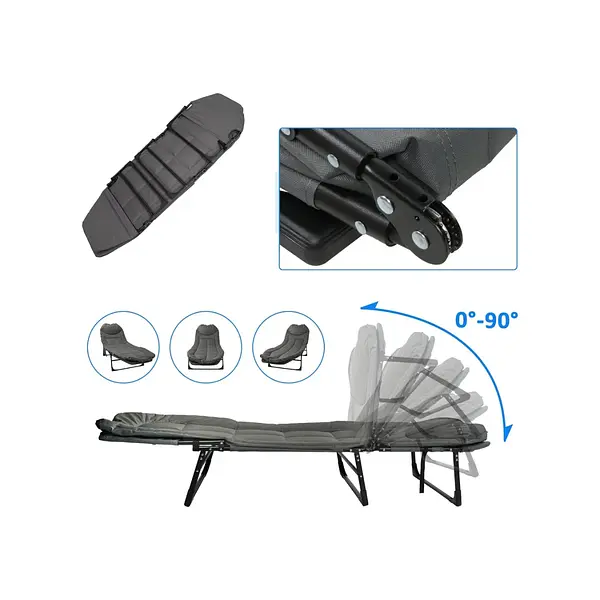 Cama Plegable Acolchada Reclinable Camping Exterior Portátil