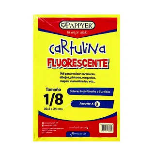Cartulina Fluorescente 1/8 X 10