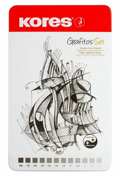 Set Lapiz Dibujo X12 Graduado Triangular Kores