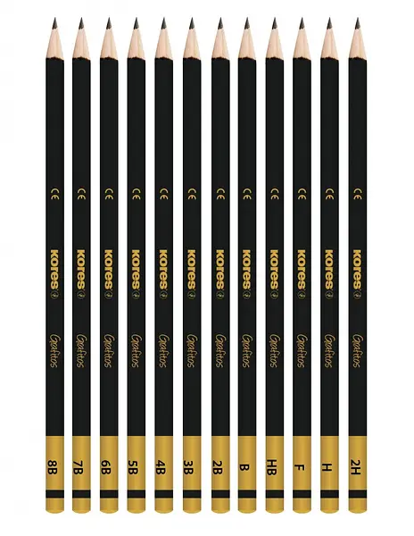Set Lapiz Dibujo X12 Graduado Triangular Kores
