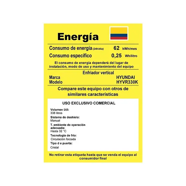 Nevera Vitrina Hyundai No Frost 330 Lt