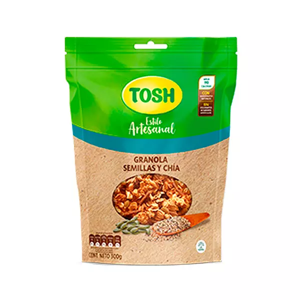 Granola Tosh Semillas y Chia, Estilo Artesanal