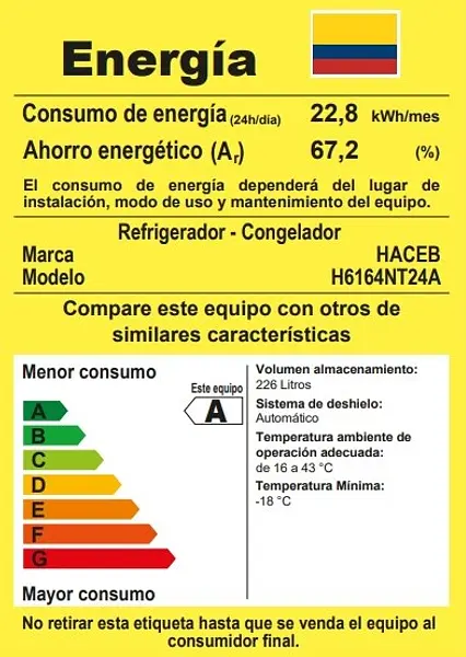Nevera Haceb No Frost 243 Litros Inverter