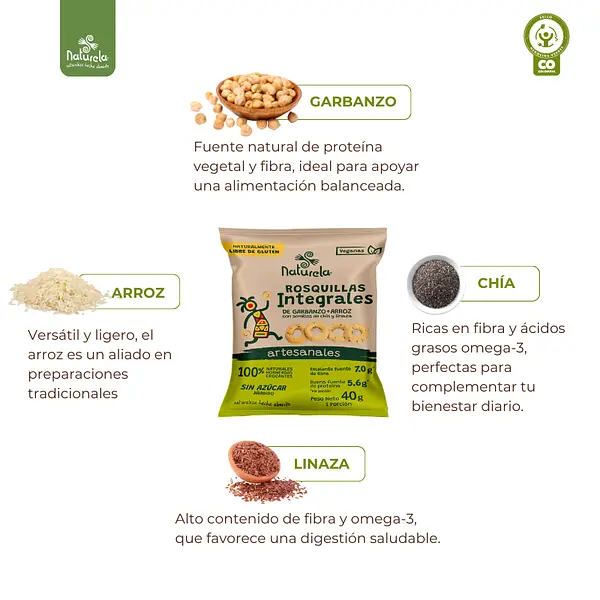 Rosquillas Integrales Arroz, Garbanzo Y Semillas De Chía