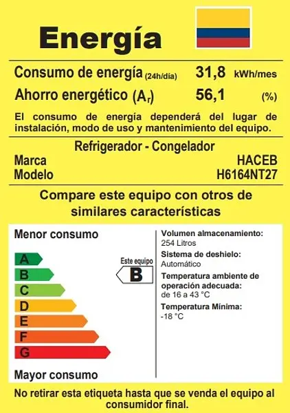 Nevera Haceb No Frost 271 Litros Manija Integrada Inox