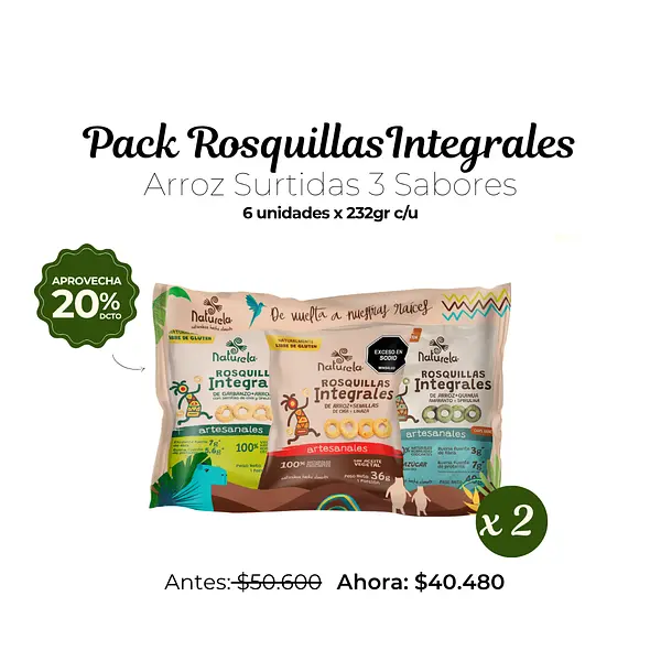 Pack Rosquillas Integrales Arroz Surtidas 3 Sabores