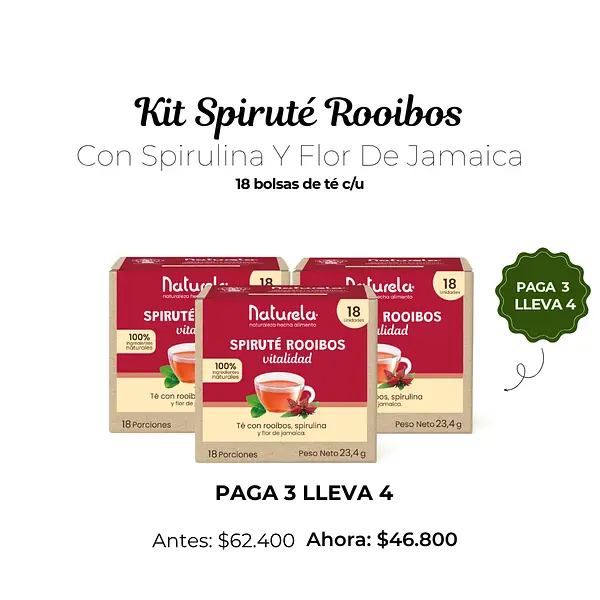 Spiruté Rooibos Con Spirulina Y Flor De Jamaica