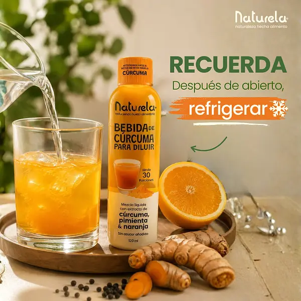Bebida De Cúrcuma Con Extracto De Pimienta Y Naranja