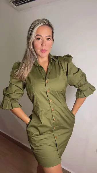 Vestido Camisero - Verde Oliva