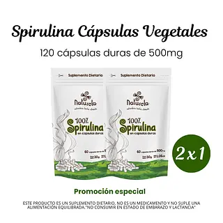 Spirulina Cápsulas Vegetales 100% puro