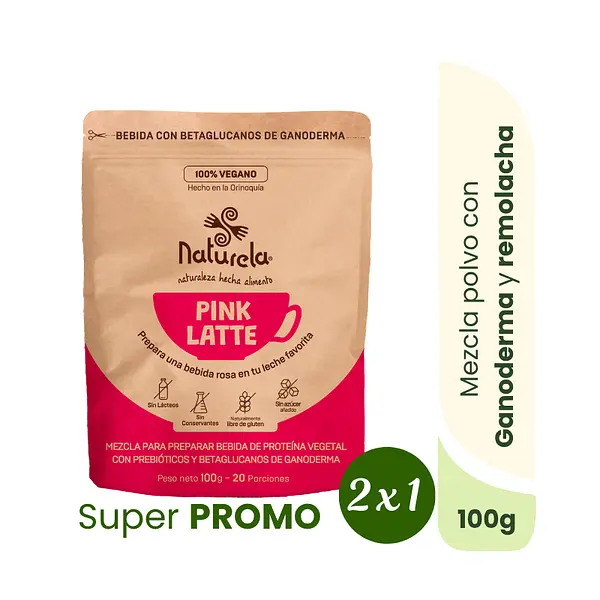 2x1 Pink Latte / Leche Rosada Con Betaglucanos De Ganoderma