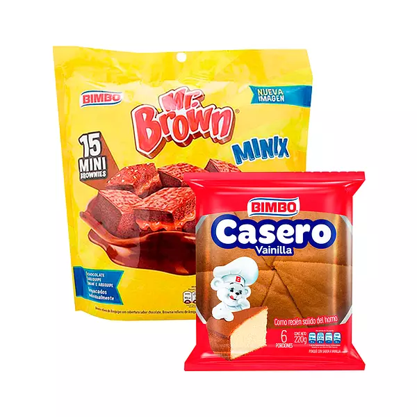 Mr Brown Bimbo |Mini Brownies + Obsequio Ponque Casero Bimbo