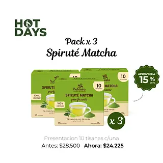 Pack X3 Spiruté Purificante Con Té Matcha