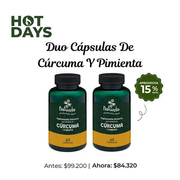 Duo Cápsulas Con Extracto De Cúrcuma Y Pimienta
