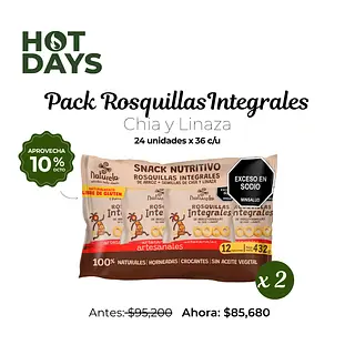 Pack Rosquillas Integrales Arroz Semillas Chía Linaza
