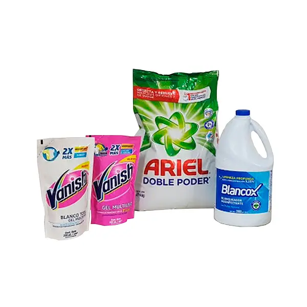 Ariel 4 Kg + Blancox 2l + Vanish Gel 300 Ml + Vanish Blanco