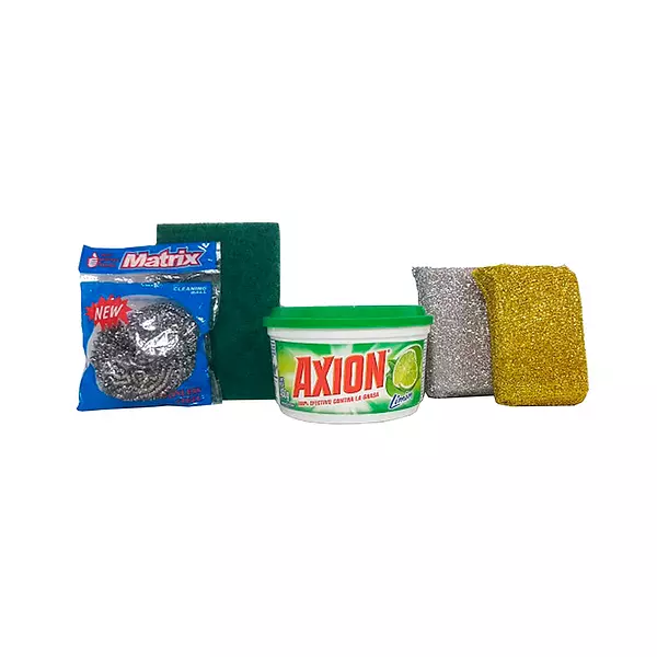 Axión Limon 450 G + Esponja Oro y Plata + Sabra + Esponja De