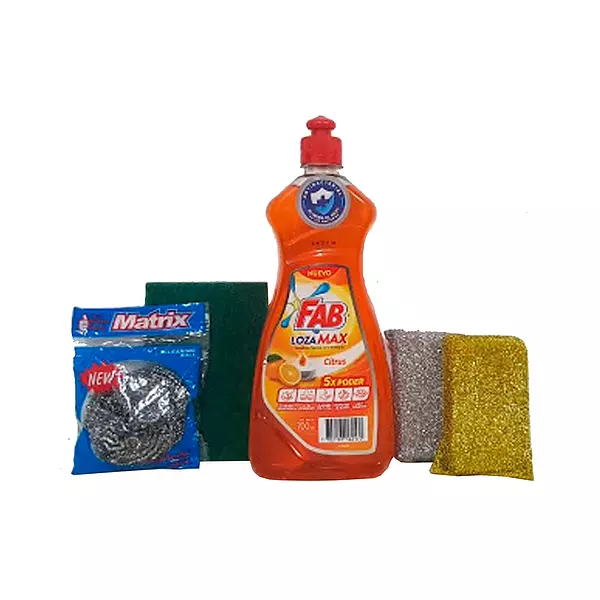 Lozamax Fab Citrus Liq 700 Ml + Esponja Oro y Plata + Sabra