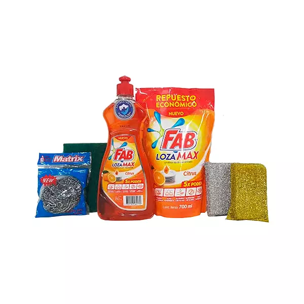 Lozamax Fab Liq 700 Ml + Rep 700 Ml + Esponja Oro y Plata +