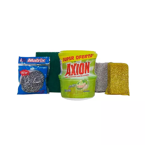 Axion Aloe y Vitamina E (2 Un x 450 G) + Esponja Oro y Plata