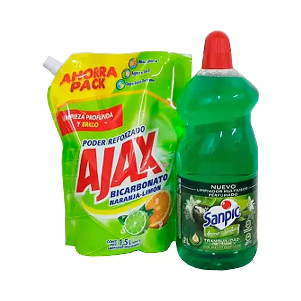 Ajax Liq Naranja Limon con Bicarbonato 1.5 L + Limpiapisos S