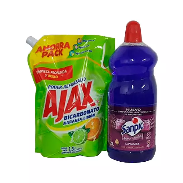 Ajax Liq Naranja Limon con Bicarbonato 1.5 L + Limpiapisos S