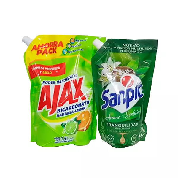 Ajax Liq Naranja Limon con Bicarbonato 1.5 L + Limpiapisos S