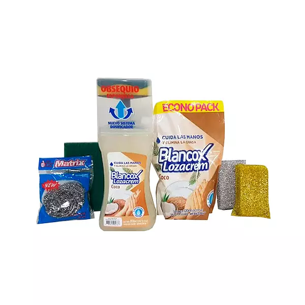 Loza Cream Blancox Coco 850 Ml + Repuesto 720 Ml + Esponja O