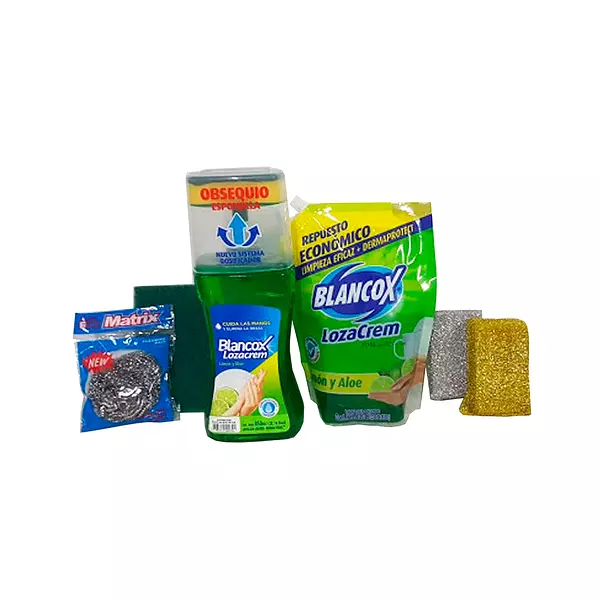 Loza Cream Blancox Limon 850 Ml + Repuesto 720 Ml + Esponja