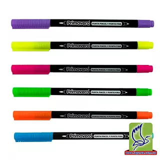 Plumón Fluorescente Doble Punta Punta Pincel