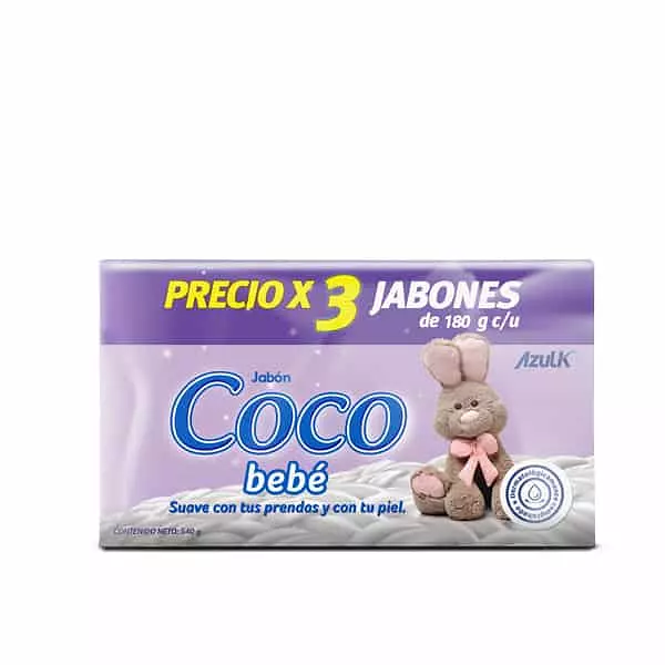 Jabón Coco Bebé Azul K 3 Unidades 180gr C/U