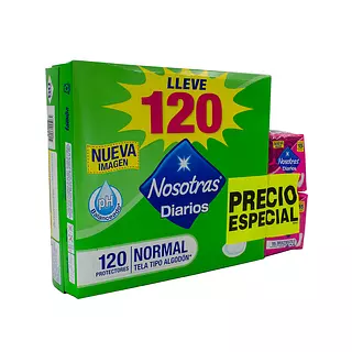 Protectores Diarios Nosotras Normal Tipo Algodón + 30 Protec