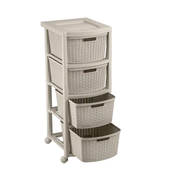 Cajonero Rimax Apariencia Rattan 4 Gavetas Taupe