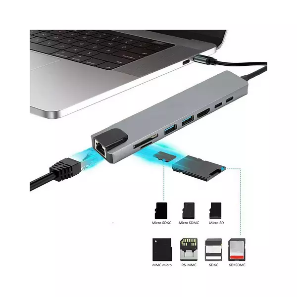 Adaptador Hub Tipo C Multipuerto 8 En 1