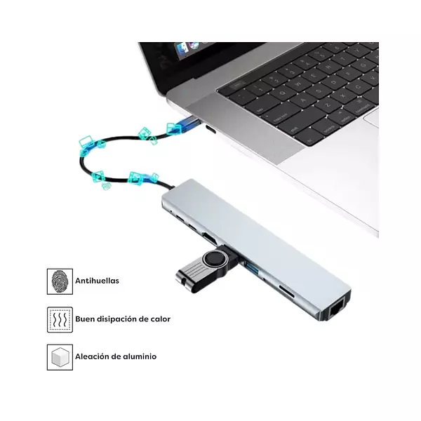 Adaptador Hub Tipo C Multipuerto 8 En 1
