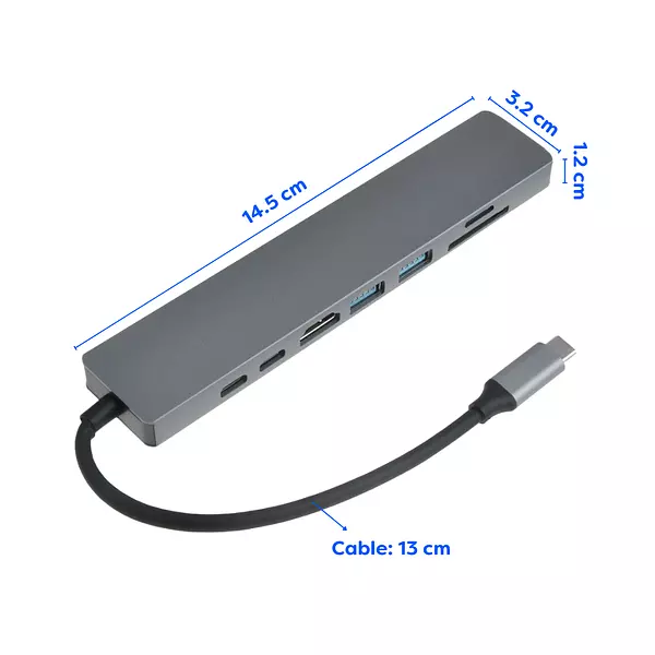 Adaptador Hub Tipo C Multipuerto 8 En 1