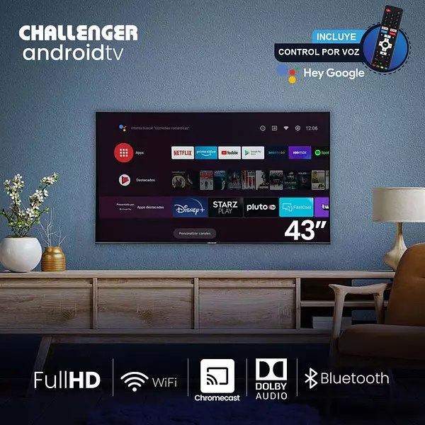 Televisor Challenger 43" Bt Android T2 Smart Tv Fhd